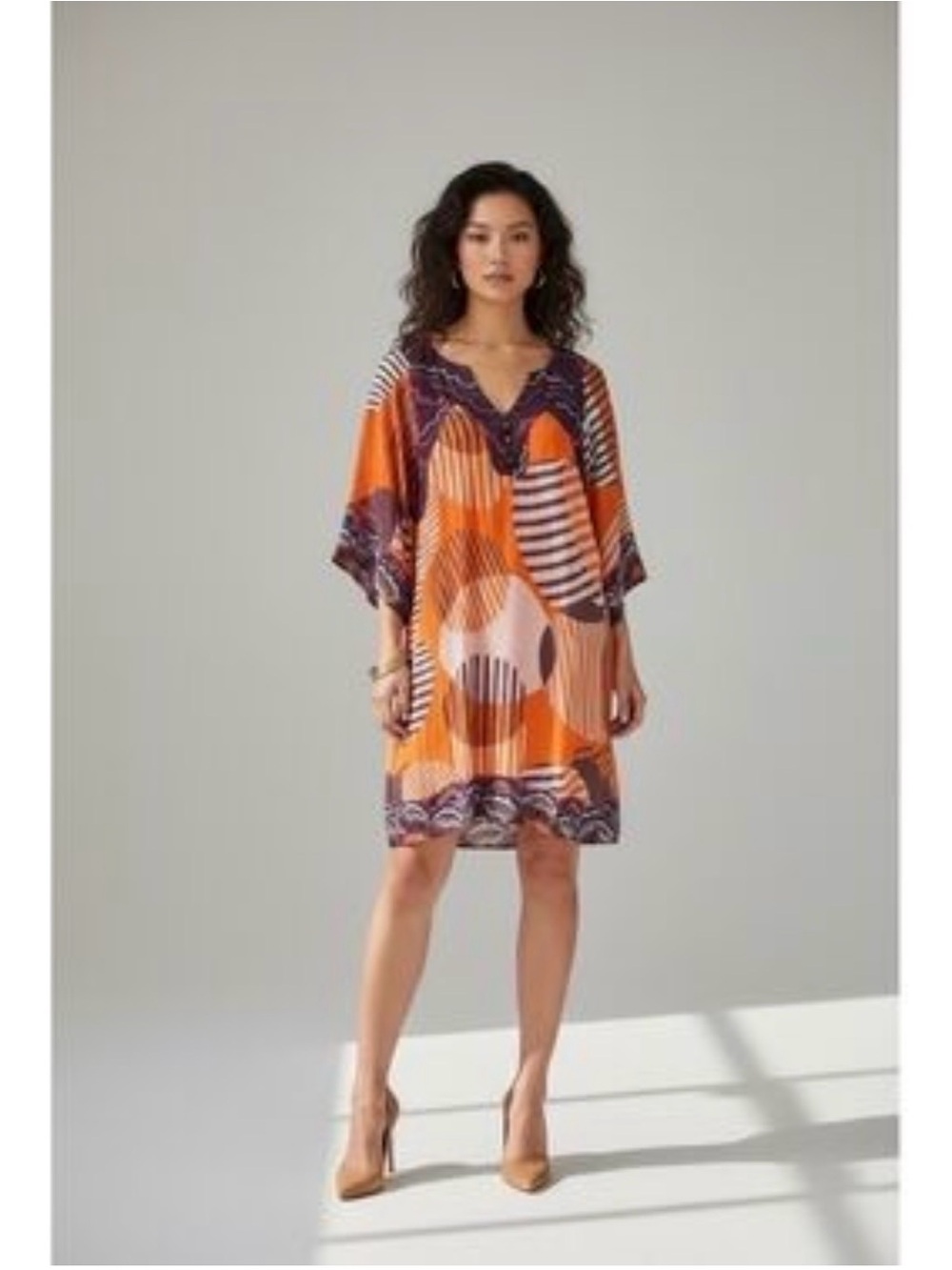 ETCETERA Designer Dress Silk Abstract Print Shift Missing Size Tag 10/12 See Pix